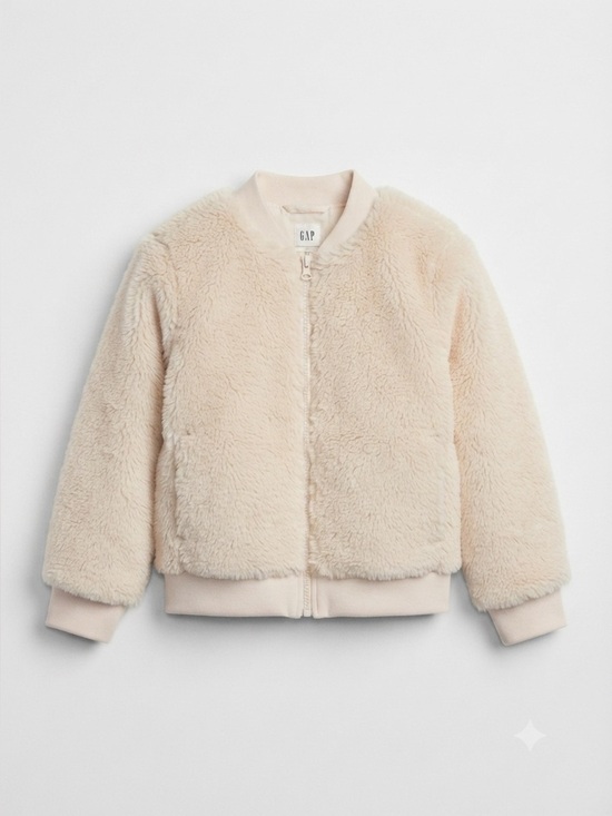 GAP Other - GAP Kids Cream Fuzzy Teddy Bomber Jacket Size 10